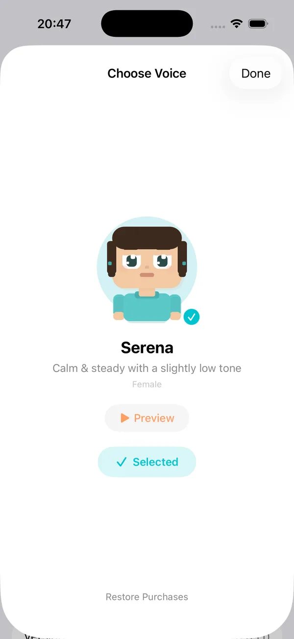 SpeakCove voice selection